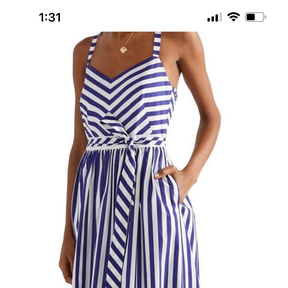 J. Crew striped ruffle cotton maxi dress. Brand new with tags.